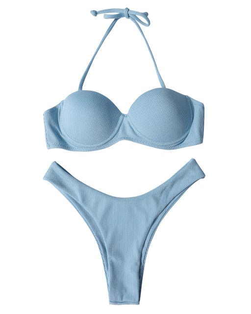 Ashley Sexy Brazilian Bandeau Push-up Bikini  Sunset and Swim Light Blue M 