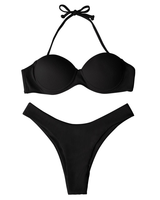 Mediterranean Bandeau Push-up Bikini  Sunset and Swim Black Bandeau S 