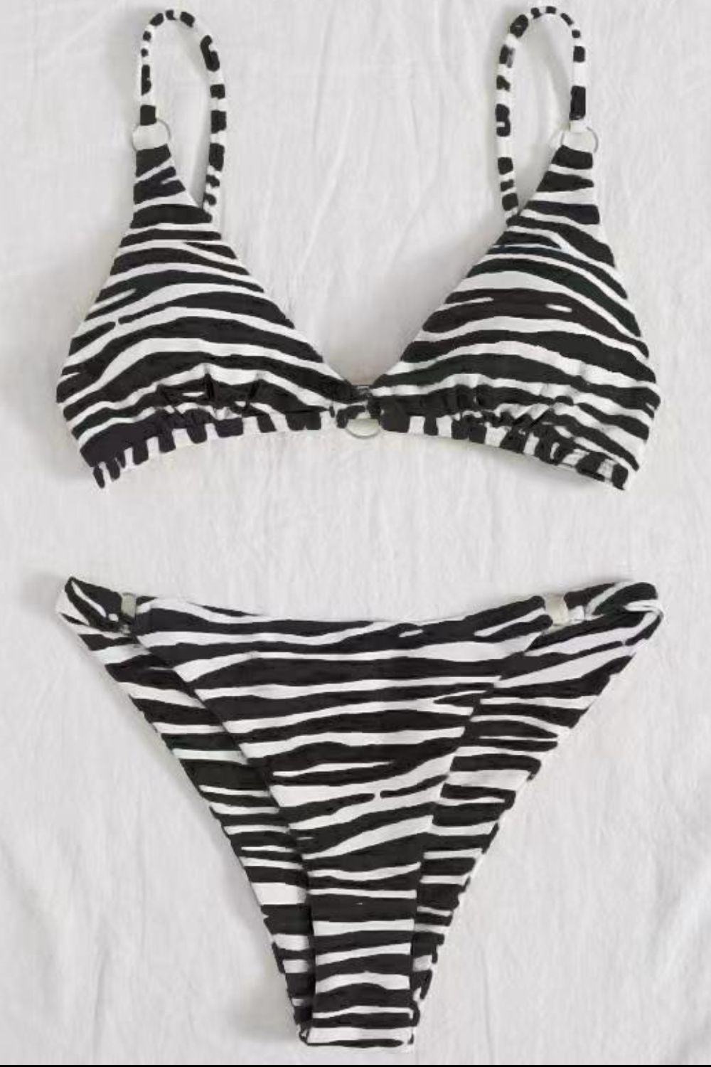 Aya Zebra Print Tie-Back Bikini Set  Sunset and Swim Black XS 