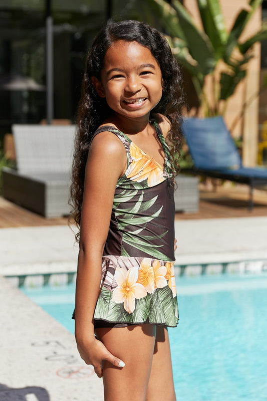 Marina West Swim Clear Waters Swim Dress in Aloha Brown Mother Daughter Swimwear  Sunset and Swim   