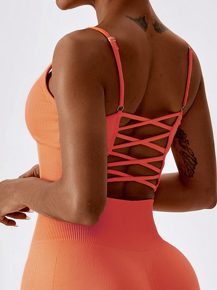 Lace-Up Cropped Tank Top  Sunset and Swim Tangerine S 