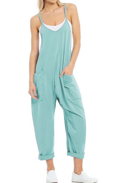 Sunset Vacation  Spaghetti Strap Jumpsuit with Pockets Sunset and Swim   