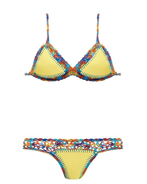 Bahamas Neoprene Crochet Brazilian Bikini  Sunset and Swim Yellow as pic Small in USA size 