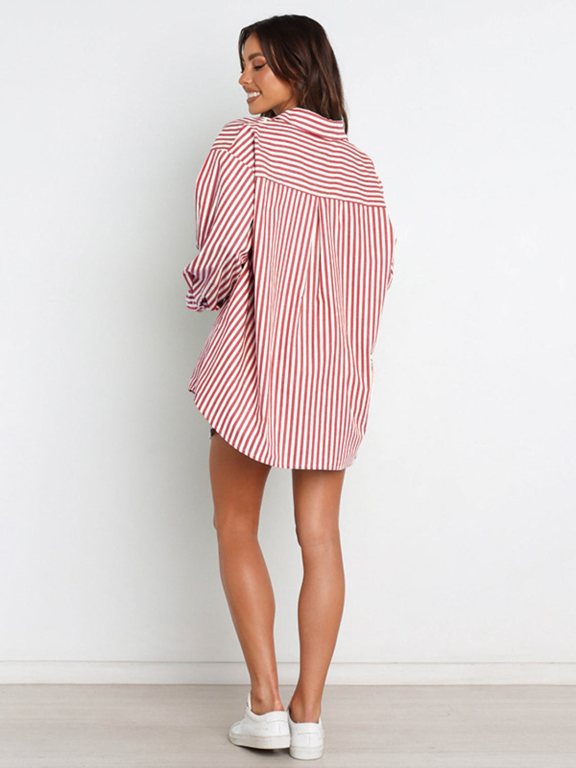 Sunset Vacation  Striped Dropped Shoulder Shirt and Shorts Set Sunset and Swim   