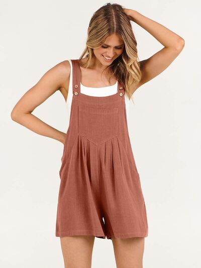 Pocketed Square Neck Wide Strap Romper Sunset and Swim   