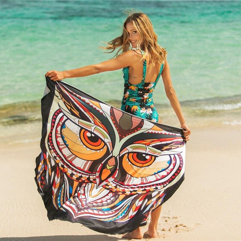 Beach Cover Up Print Cover Up Butterfly Sarong Dress  Sunset and Swim Big owl One Size 