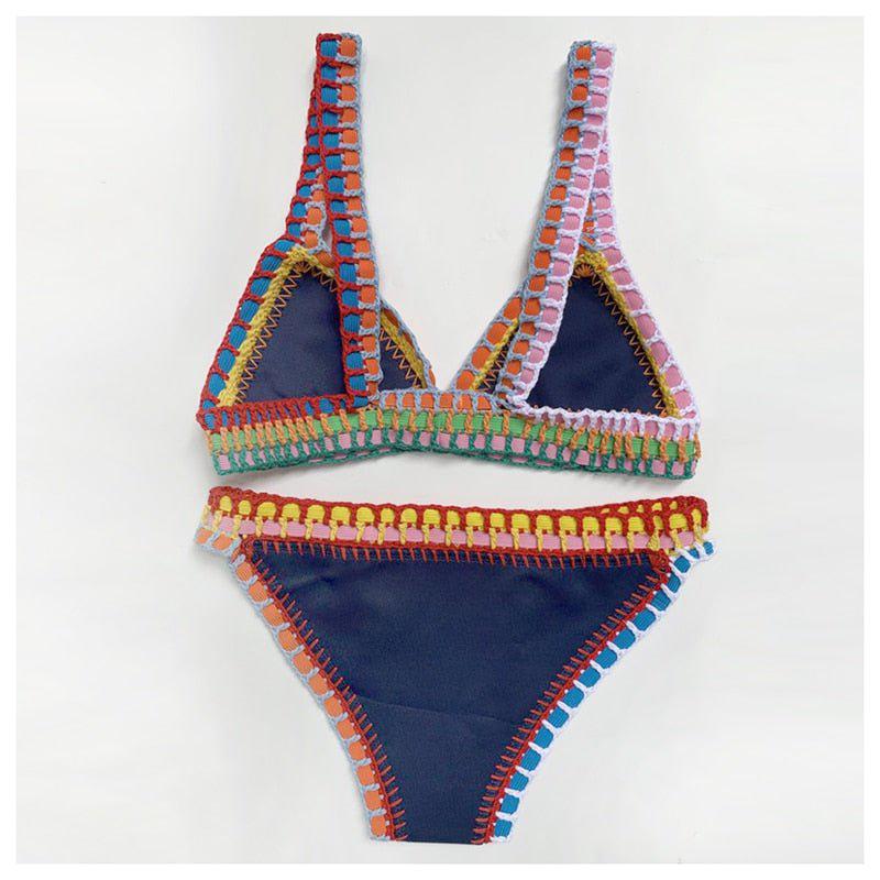 Beach Goddess Sexy Triangle Crochet Neoprene Bikini  Sunset and Swim   