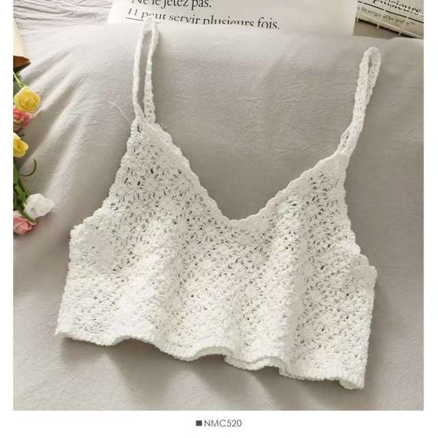 Boho Bohemian Summer Crochet Top Bikini Top Built in Bra  Sunset and Swim e white One Size 
