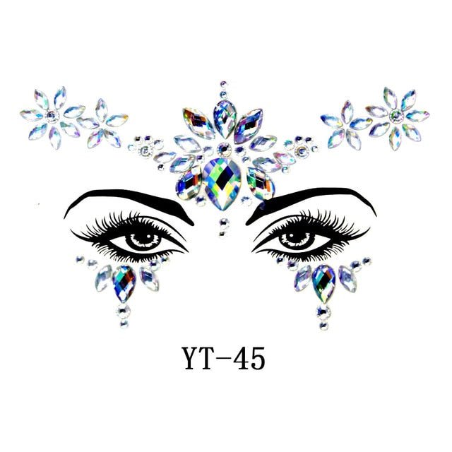 Boho Treasures 3D Crystal Sticker Face Jewels  Sunset and Swim MP178T45  