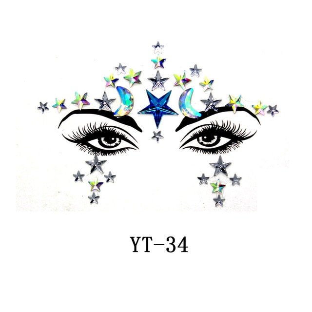 Boho Treasures 3D Crystal Sticker Face Jewels  Sunset and Swim MP178T34  