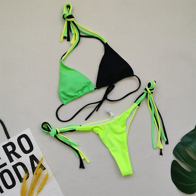 Brazilian Thong Multicolour Triangle Bikini Set  Sunset and Swim X21SW4853-3 S 