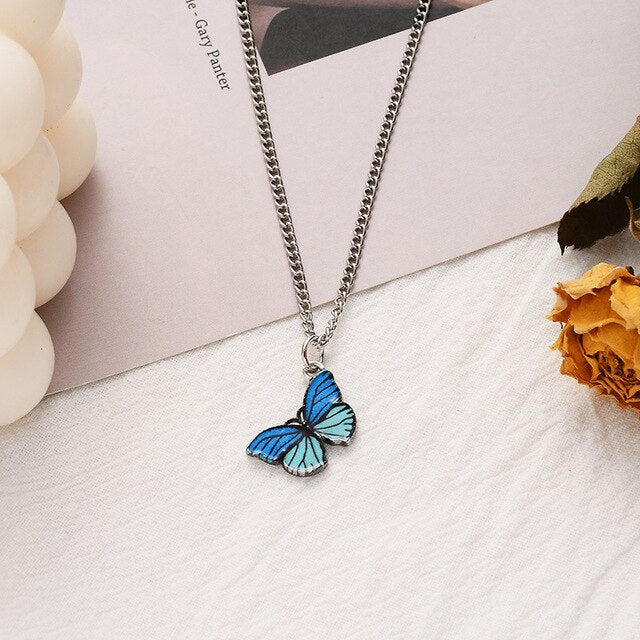 Butterfly Dreams Jewelry - Necklace and Earrings  Sunset and Swim Stripe Blue Necklace  