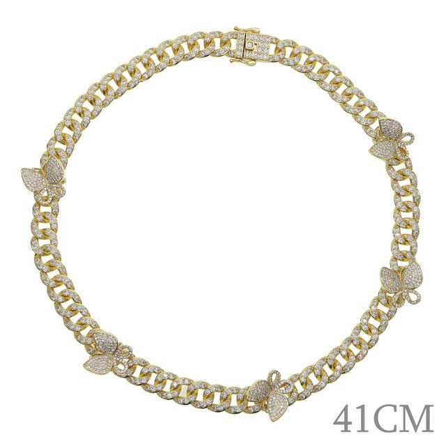 Butterfly Miami Cuban Link  Anklet / Bracelet / Necklace  Sunset and Swim Necklace G 41CM  