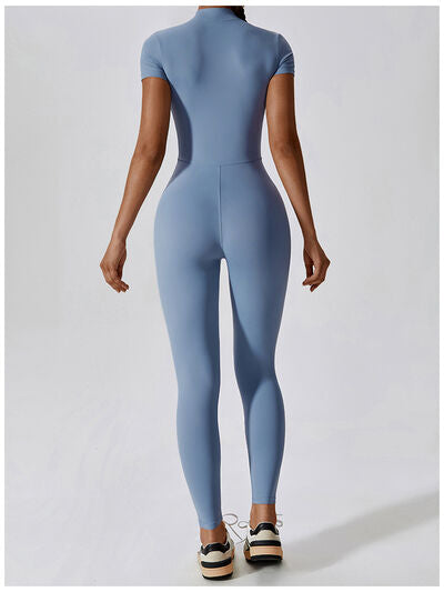 Half Zip Short Sleeve Active Jumpsuit  Sunset and Swim   