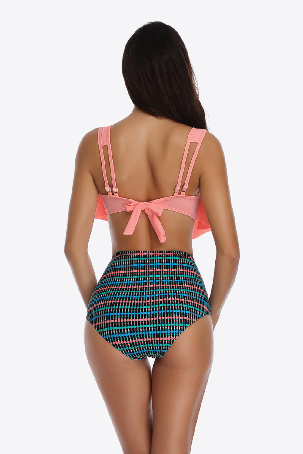 Two-Tone Ruffled Two-Piece Swimsuit Sunset and Swim   