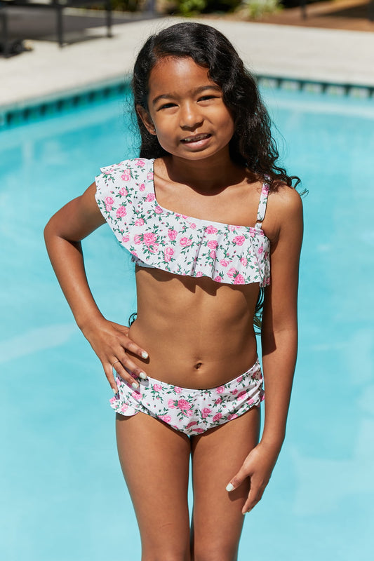 Marina West Swim Float On Ruffle Two-Piece Swim Set in Roses Off-White Mother Daughter Swimwear  Sunset and Swim Floral 18M 