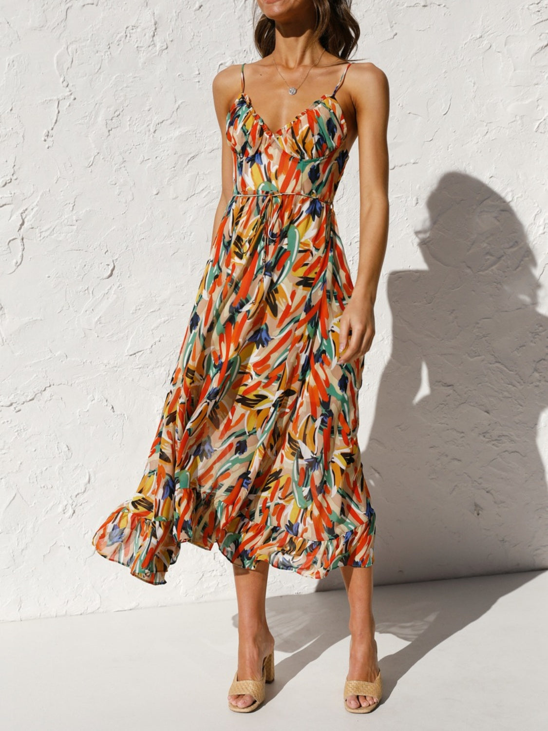 Sunset Vacation  Printed Sleeveless Midi Cami dress Sunset and Swim Multicolor S 