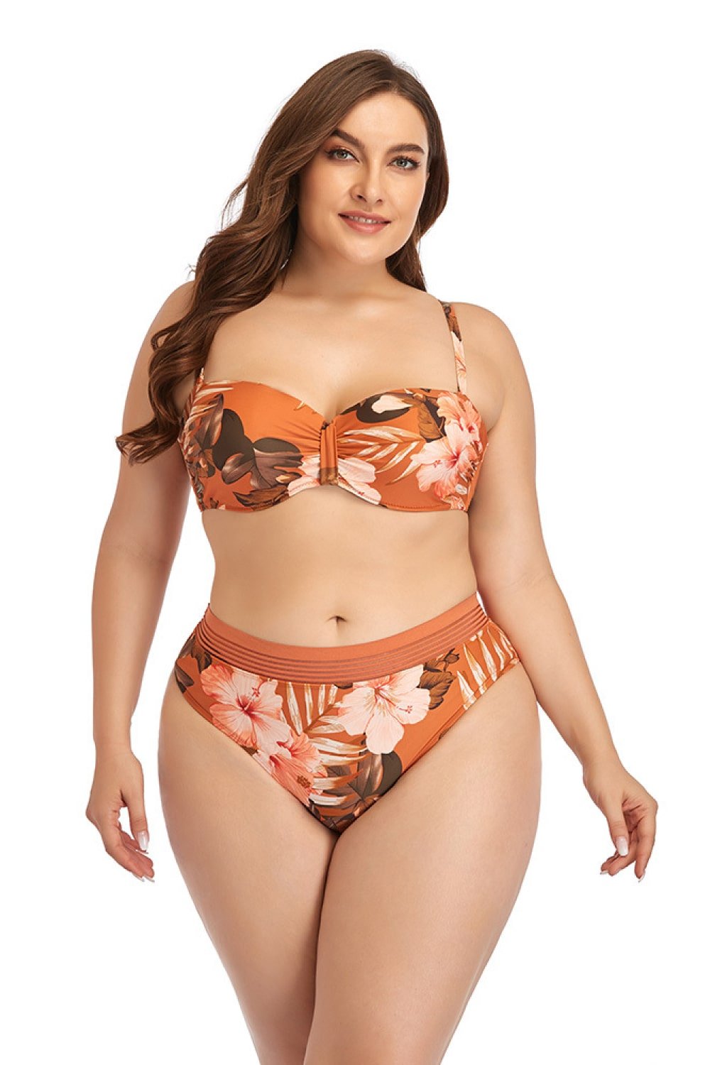 Candace Floral Tie-Back Two-Piece Bikini Set  Sunset and Swim Orange S 