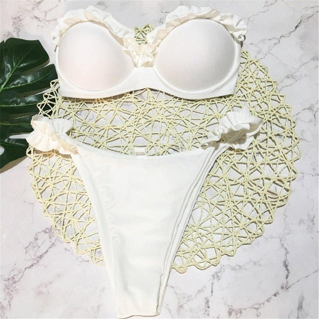 Cara Bandeau Bikini Push Up Swimsuit Bikini Set  Sunset and Swim White L 