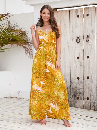 Printed Surplice Spaghetti Strap Dress Sunset and Swim Sherbet S 