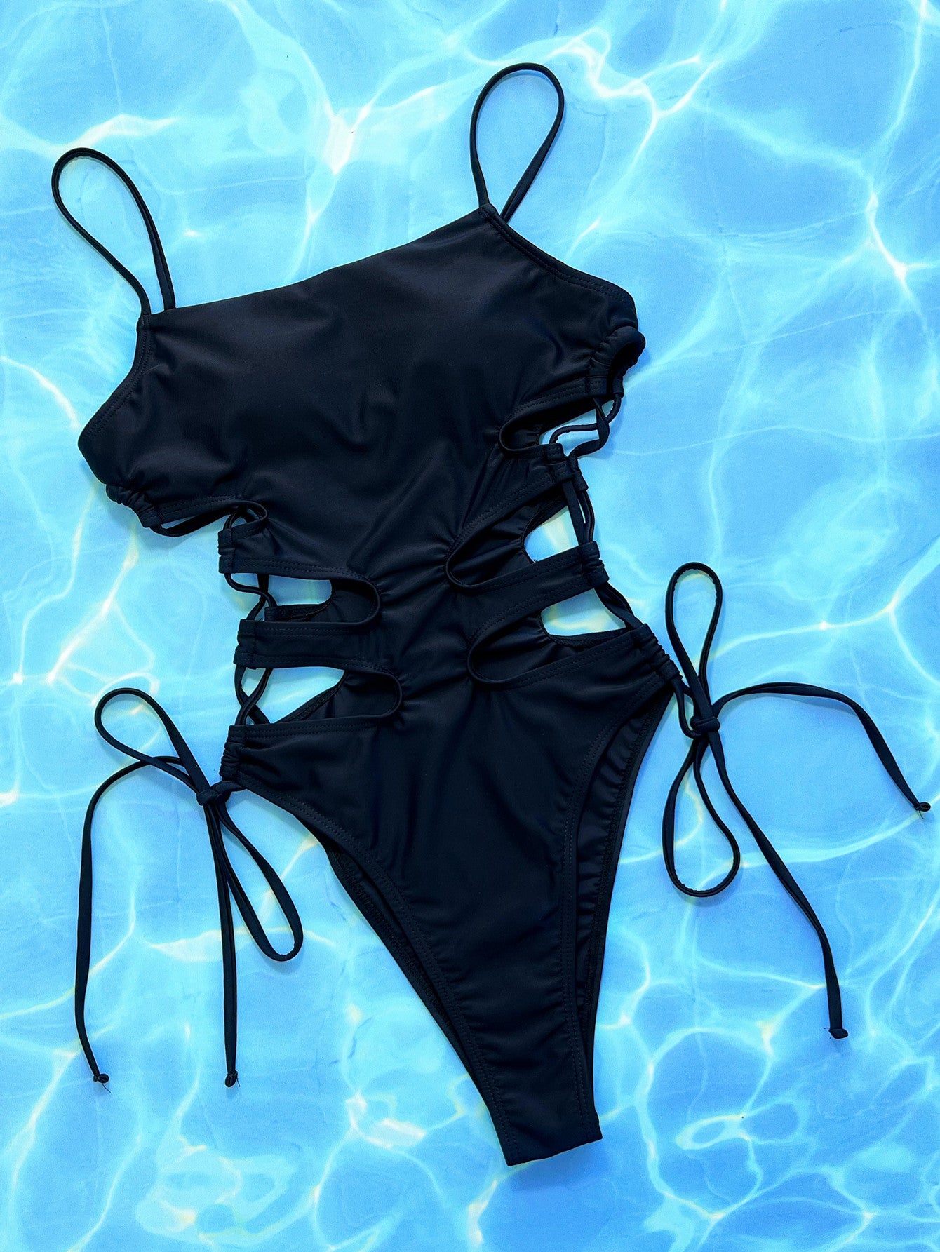 Cutout Lace-Up Spaghetti Strap One-Piece Swimsuit  Sunset and Swim   