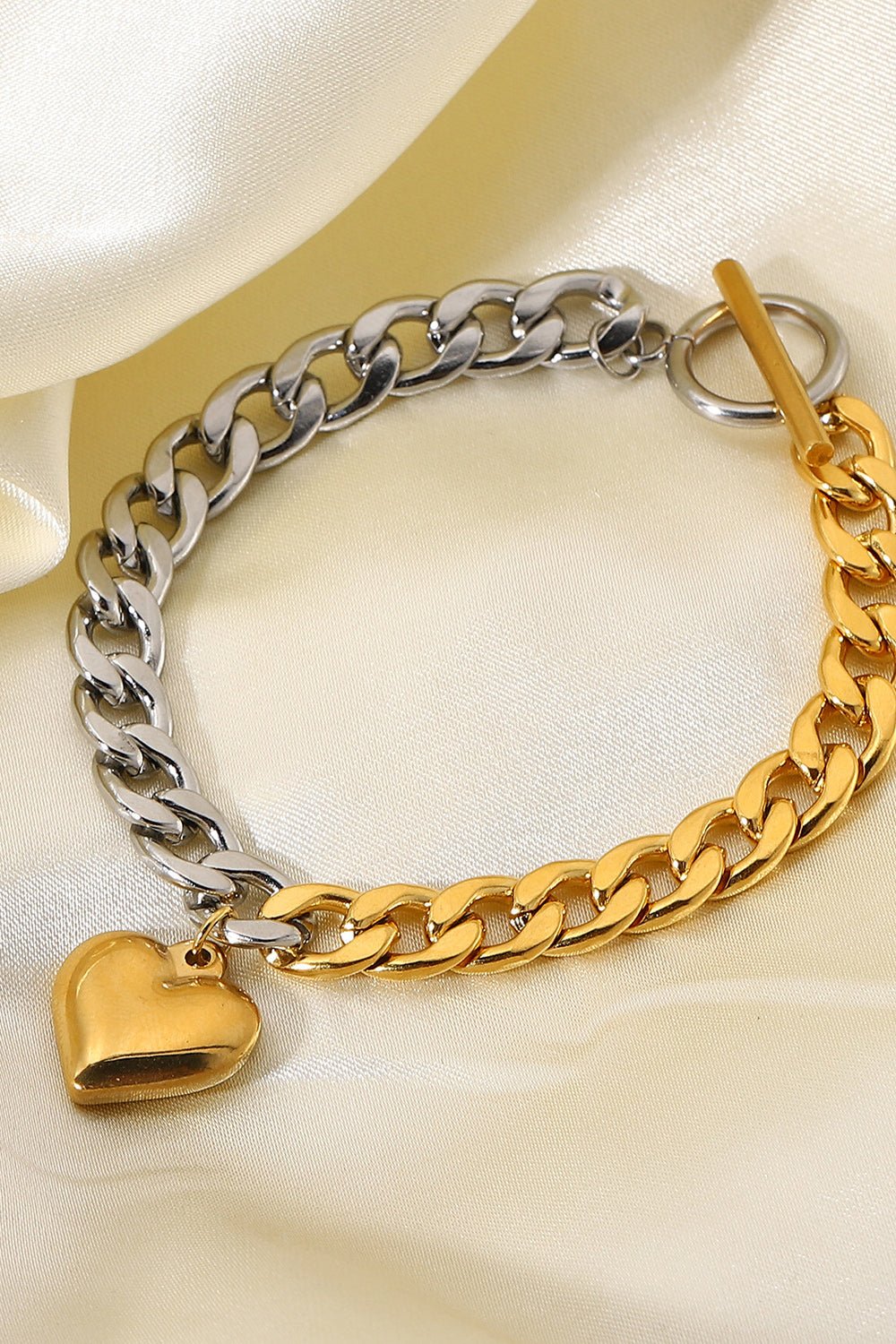 Chain Heart Charm Bracelet  Sunset and Swim   