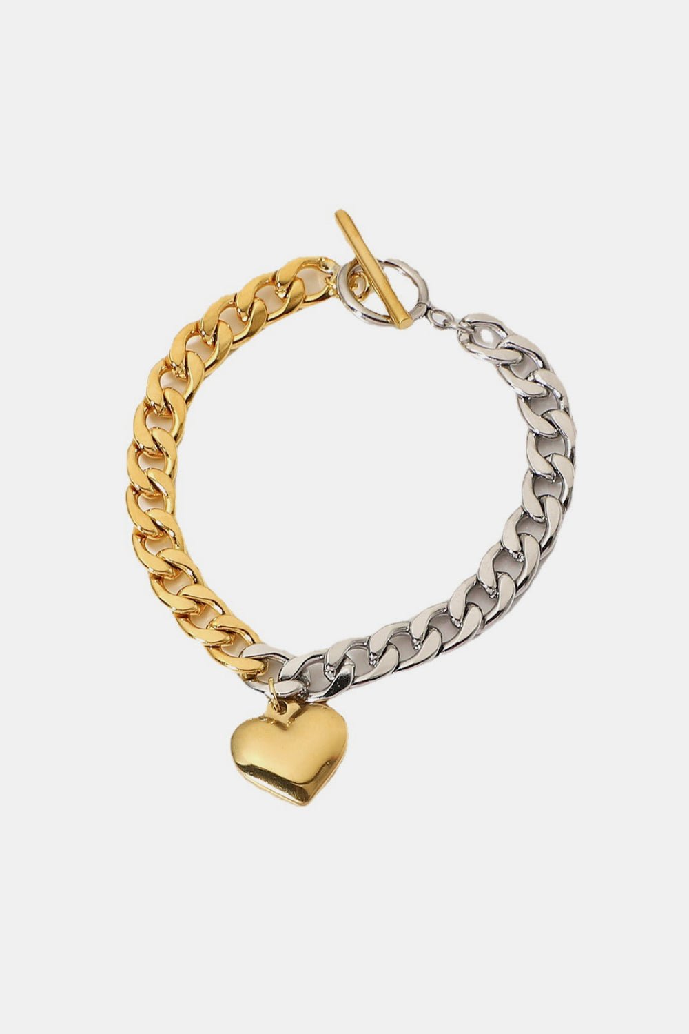 Chain Heart Charm Bracelet  Sunset and Swim Gold/Silver One Size 