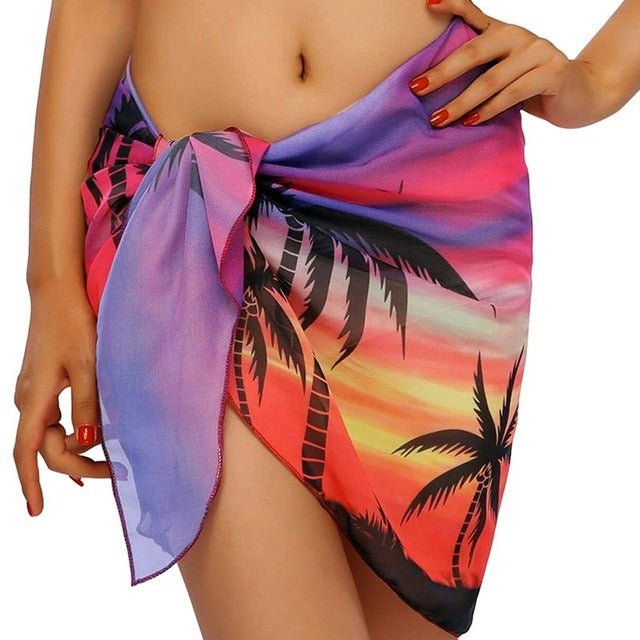 Ciara Beach Cover Up Ruffled Sarong Skirt  Sunset and Swim B5 One Size 
