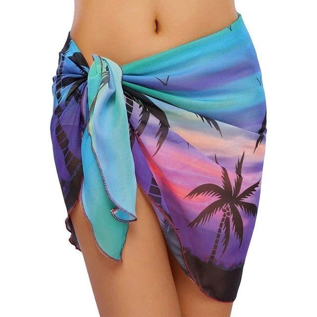 Ciara Beach Cover Up Ruffled Sarong Skirt  Sunset and Swim B4 One Size 