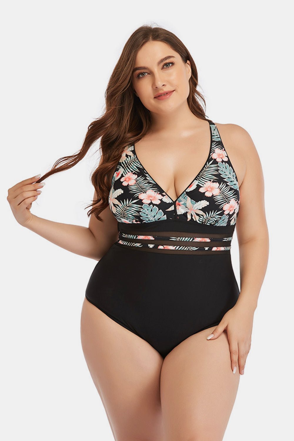 Cora Floral Cutout Tie-Back One-Piece Swimsuit  Sunset and Swim Black M 