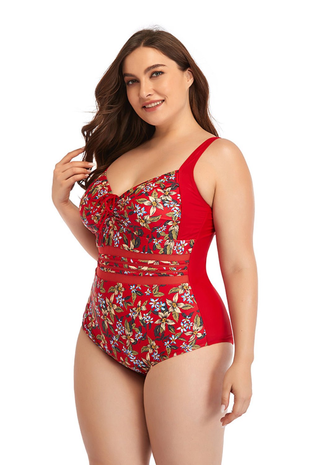 Courtney Floral Drawstring Detail One-Piece Swimsuit  Sunset and Swim   