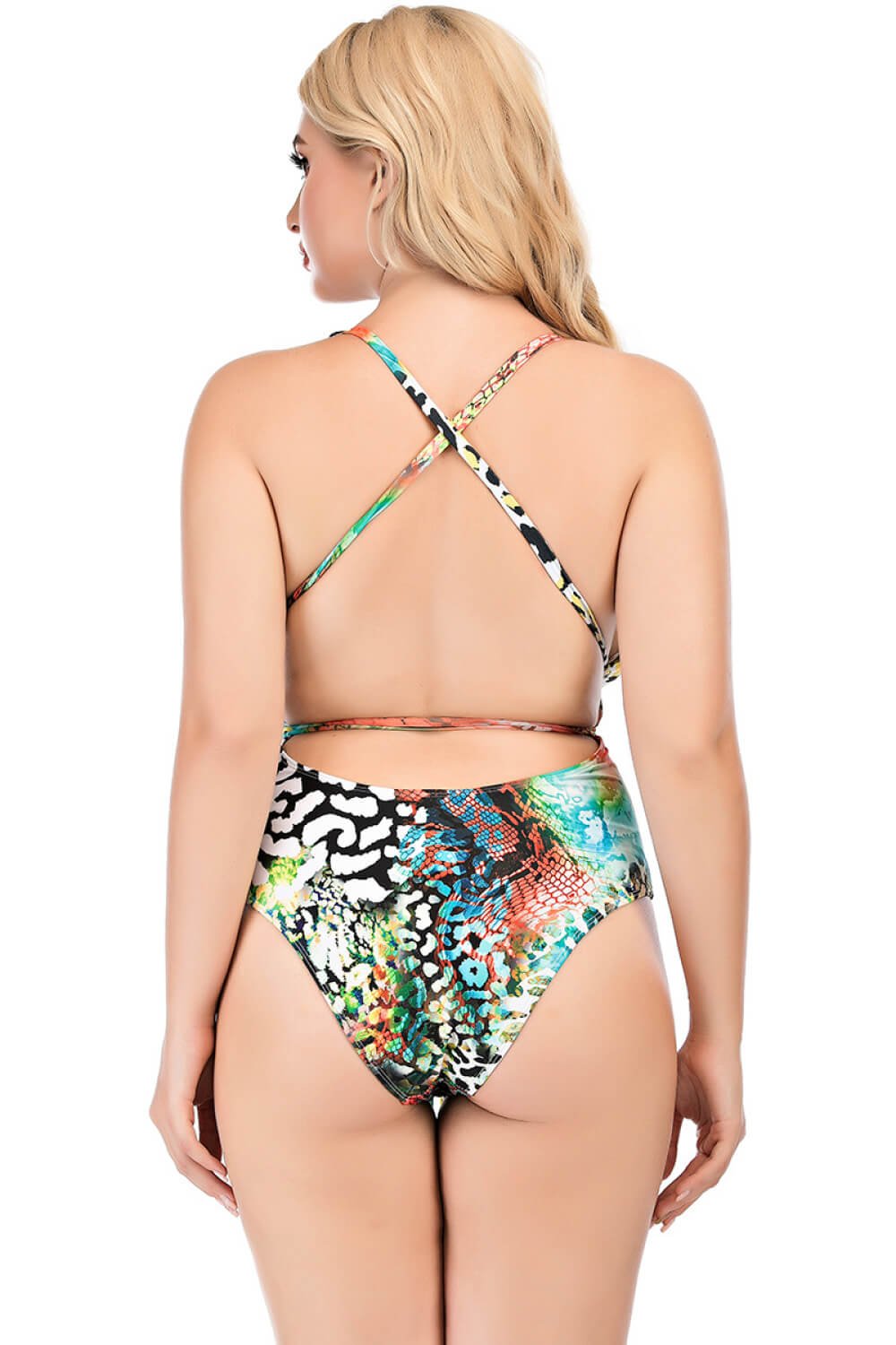 Courtney Plus Size Run Animal Print Plunge One-Piece Swimsuit Plus Size  Sunset and Swim   