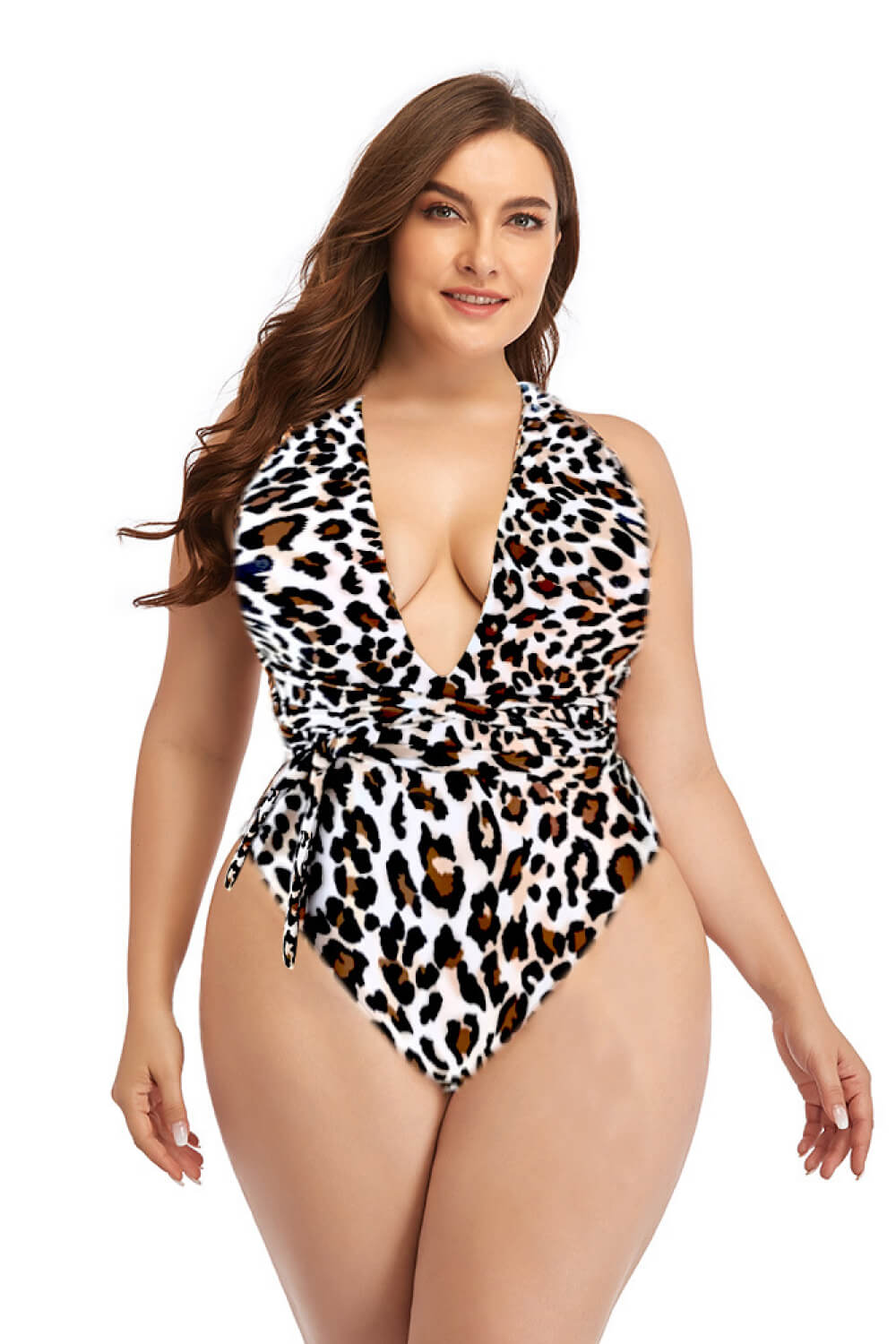 Courtney Plus Size Run Animal Print Plunge One-Piece Swimsuit Plus Size  Sunset and Swim Leopard S 