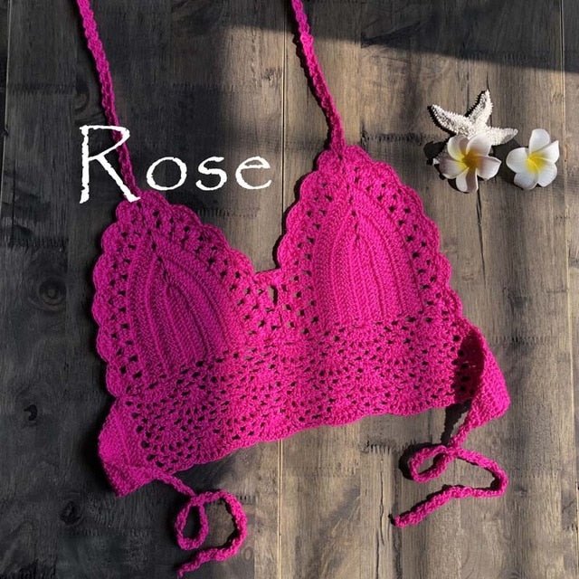 Paradise Crochet Bikini Top Crochet Beach Top  Sunset and Swim Rose XL 