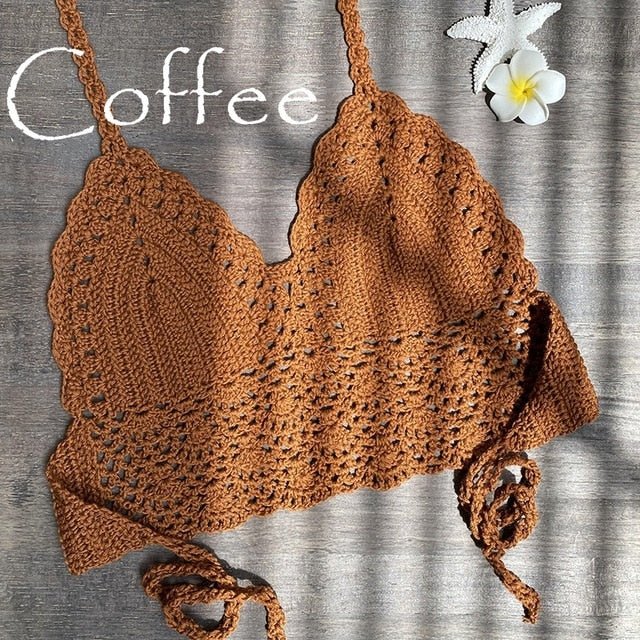Paradise Crochet Bikini Top Crochet Beach Top  Sunset and Swim Coffee S 