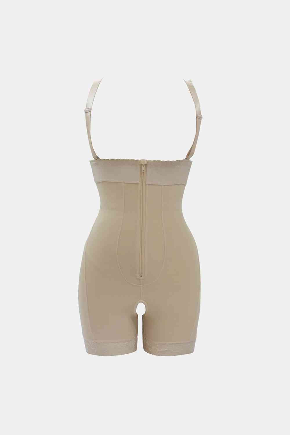 Full Size Zip Up Under-Bust Shaping Bodysuit  Sunset and Swim Tan S 