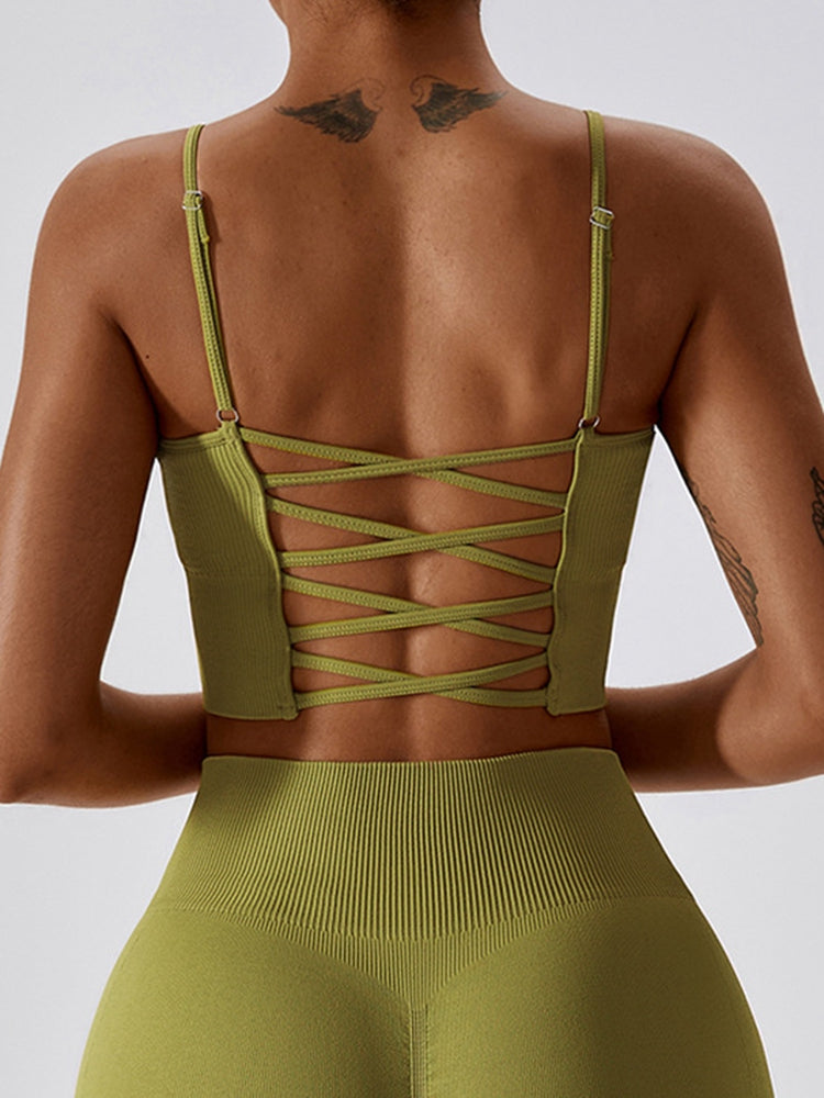 Lace-Up Cropped Tank Top  Sunset and Swim Matcha Green S 