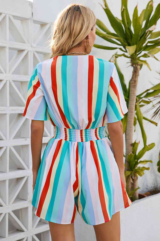 Striped Tie Front Romper  Sunset and Swim   