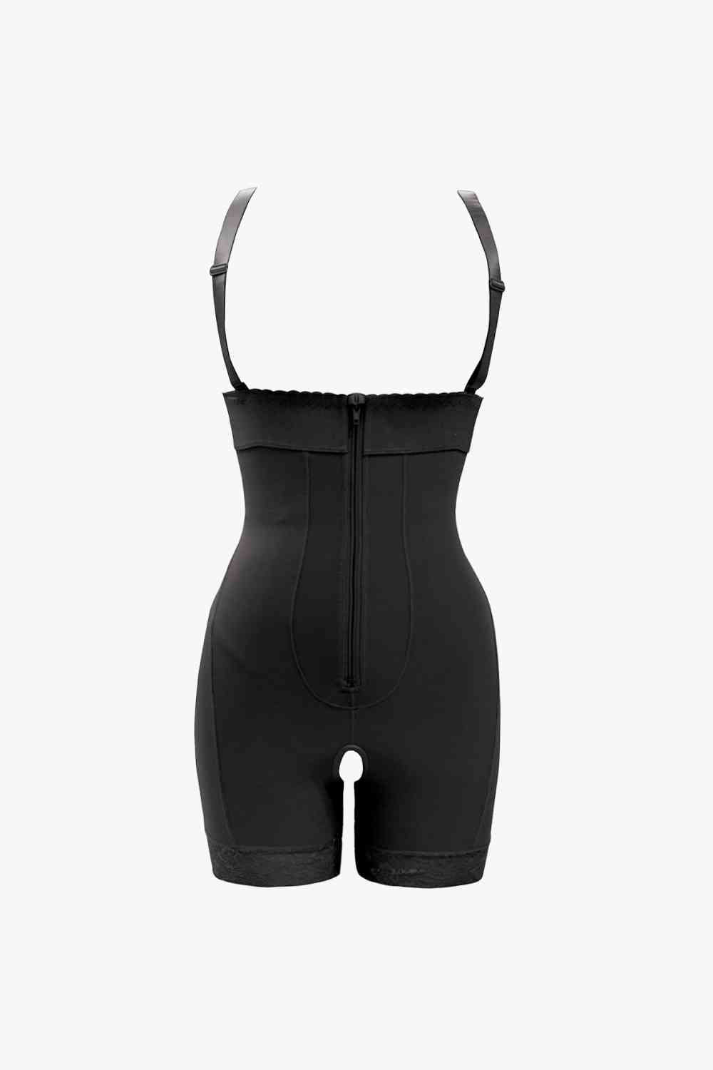 Full Size Zip Up Under-Bust Shaping Bodysuit  Sunset and Swim Black S 