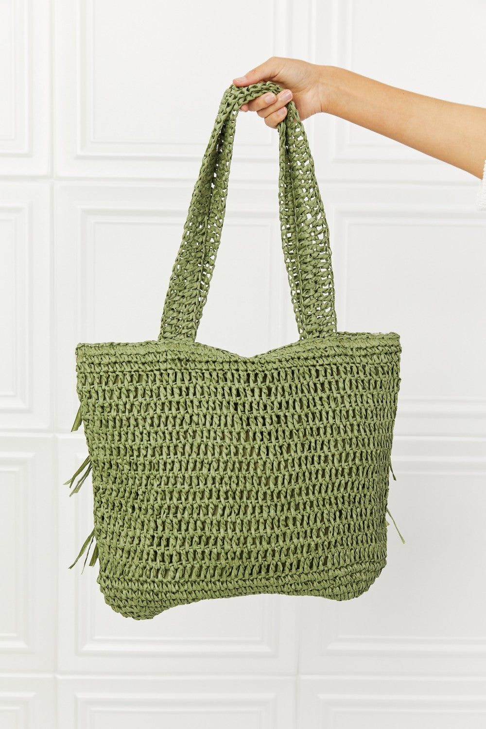 Fame The Last Straw Fringe Straw Tote Bag Sunset and Swim   