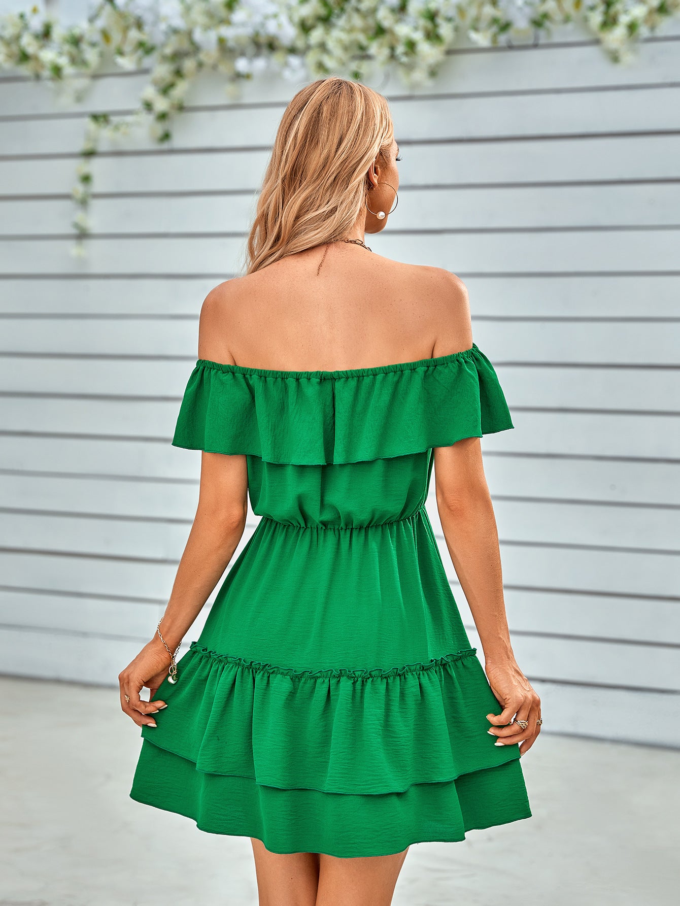Ruffled Off-Shoulder Tied Dress  Sunset and Swim   