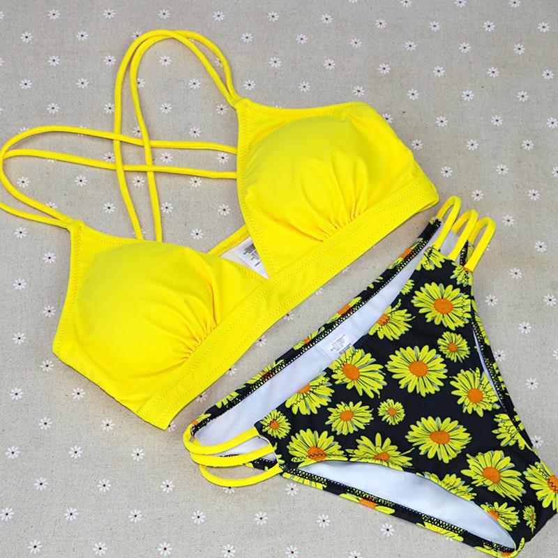 Delilah Strappy Bikini  Sunset and Swim yellow 1 S 