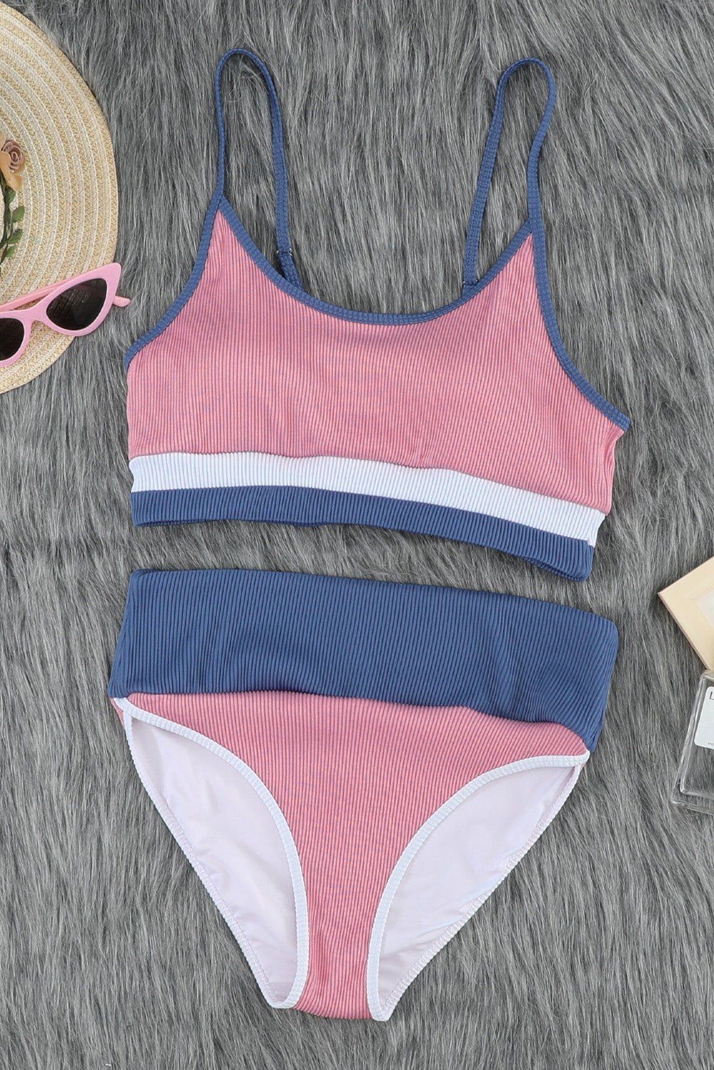 Devon Color Block High Waisted Two-Piece Swimsuit Set  Sunset and Swim   