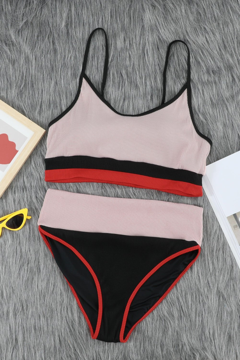 Devon Color Block High Waisted Two-Piece Swimsuit Set  Sunset and Swim   