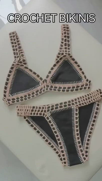 Bestselling! Sexy Neoprene Crochet Black Bikini Set
