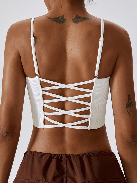 Lace-Up Cropped Tank Top  Sunset and Swim   