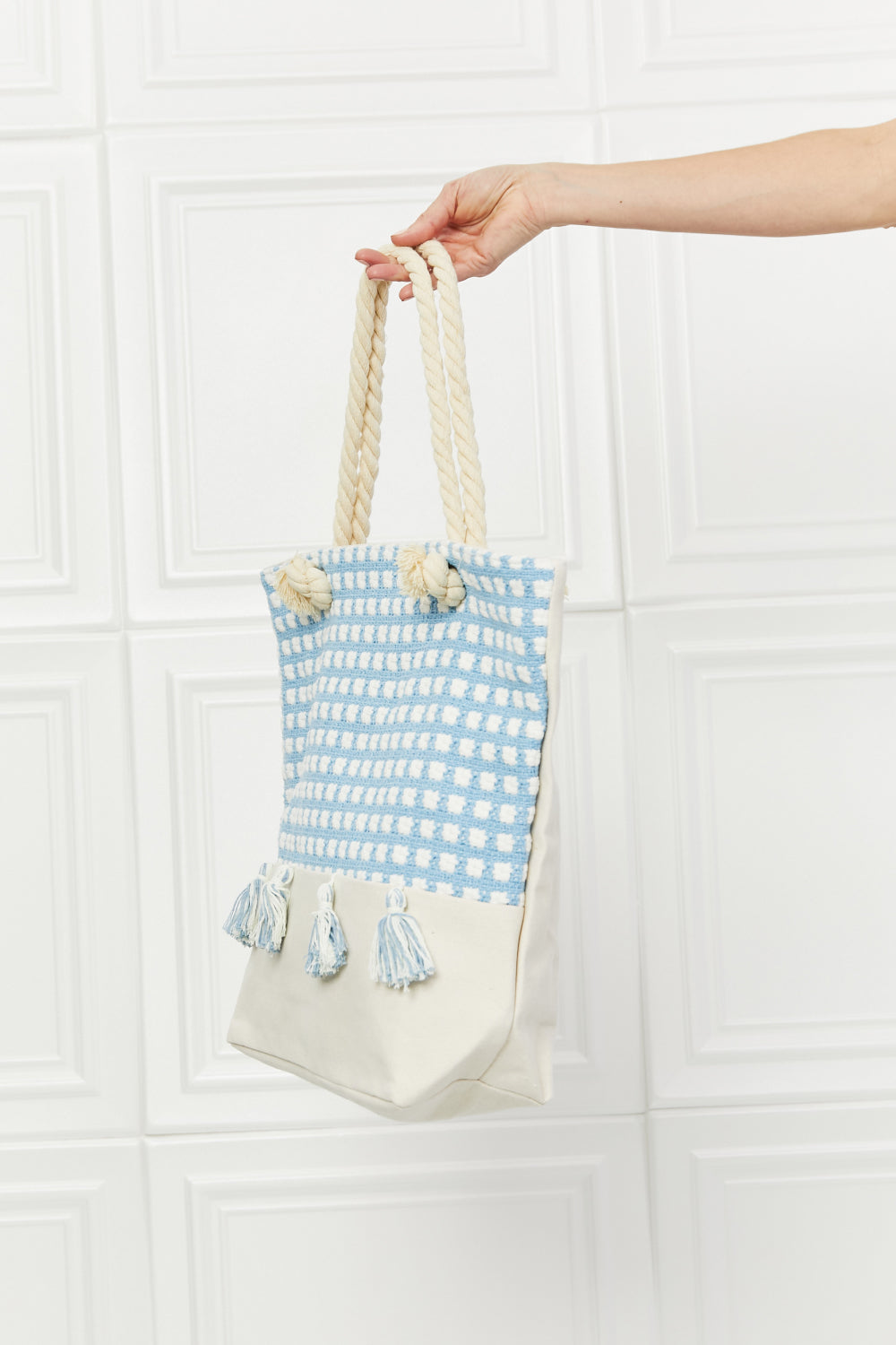 Justin Taylor Picnic Date Tassle Tote Bag Sunset and Swim   