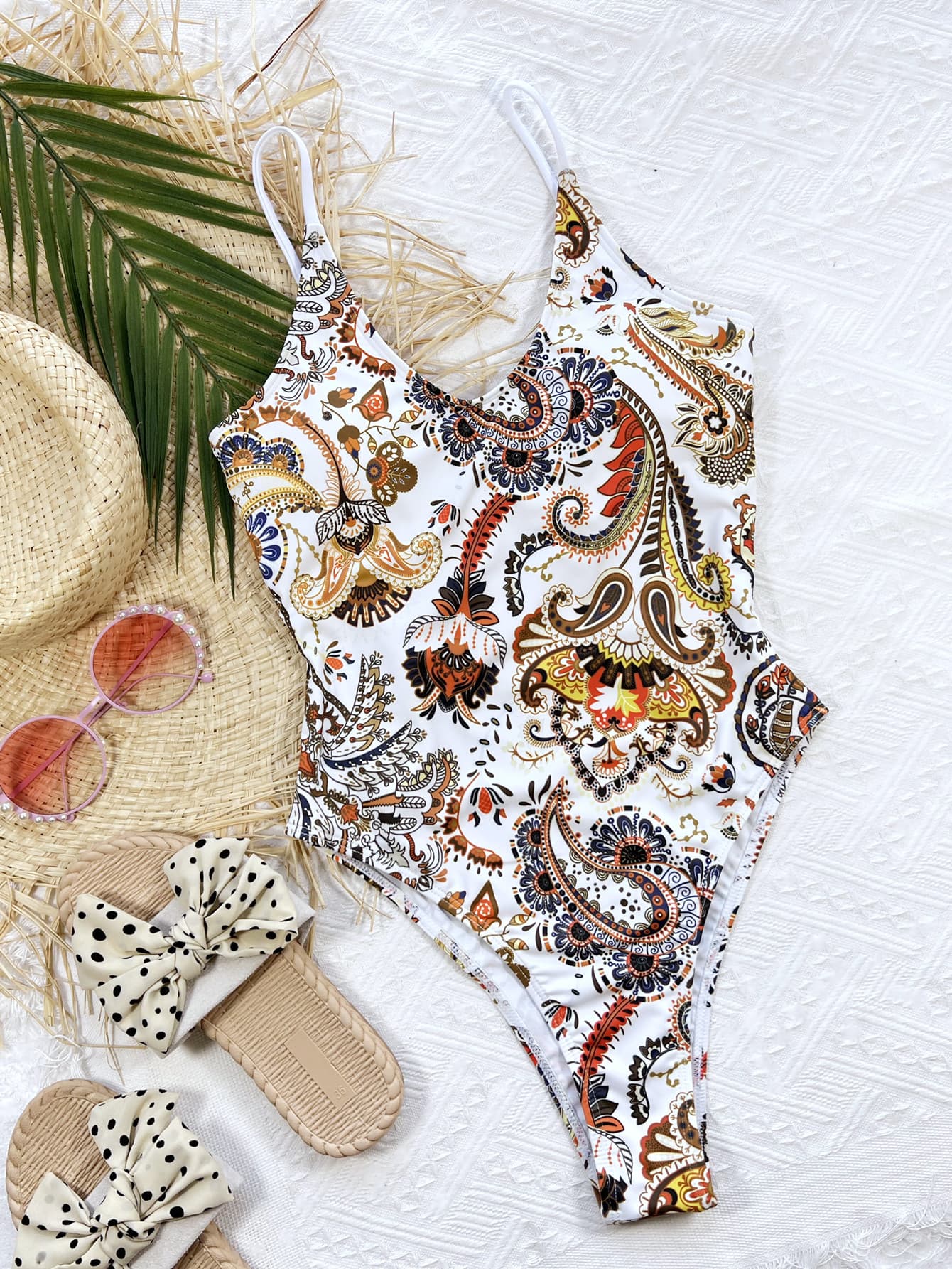 Printed Tie Back Scoop Neck One-Piece Swimsuit  Sunset and Swim   