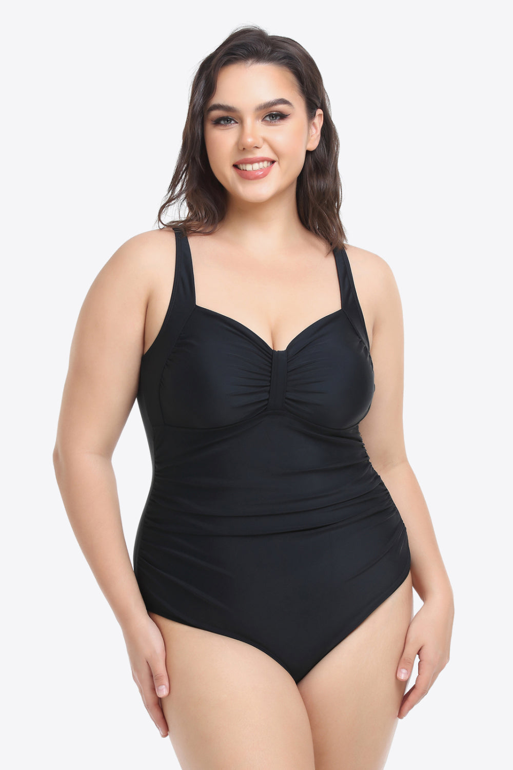 Plus Size Sleeveless Plunge One-Piece Swimsuit  Sunset and Swim   