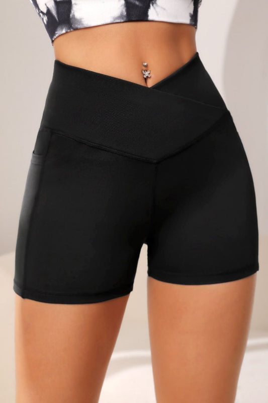 Wide Waistband Active Shorts with Pocket  Sunset and Swim   